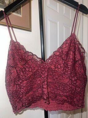 Express Lace Bralette Camisole in Burgundy L NWT